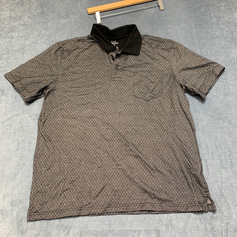 George Polo Shirt Adult Large 42-44 Gray Geometric Short Sleeve Side Slit Golf